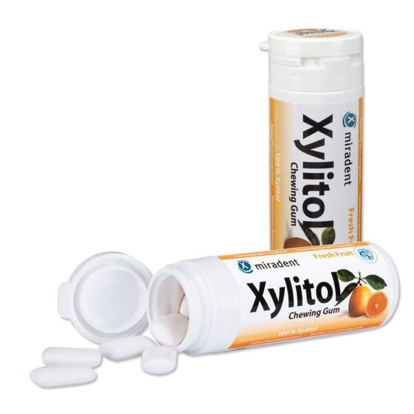XYLITOL becukrė kramtomoji guma su ksilitoliu vaisių skonio, 30 vnt.