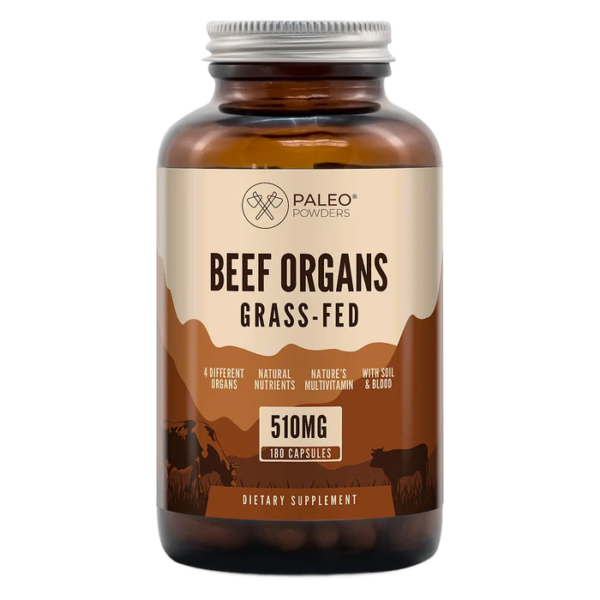 Paleo Powders natūralus jaučio 4 organų maisto papildas, 180 kaps.