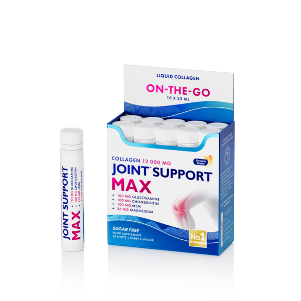 Swedish Nutra Collagen Joint Support MAX skystas jūrinis kolagenas sąnariams be cukraus  šotai, 10 vnt.