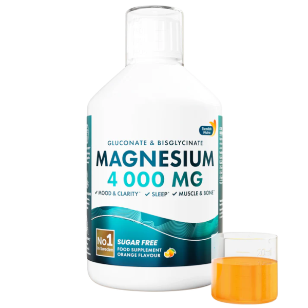 Swedish Nutra skystas magnio bisglicinatas 400 mg. didelės koncentracijos be cukraus, 500 ml.