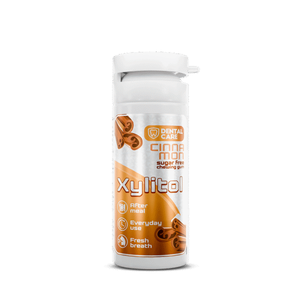 Dental Care Xylitol becukrė kramtomoji guma su ksilitoliu cinamono skonio, 20 vnt.