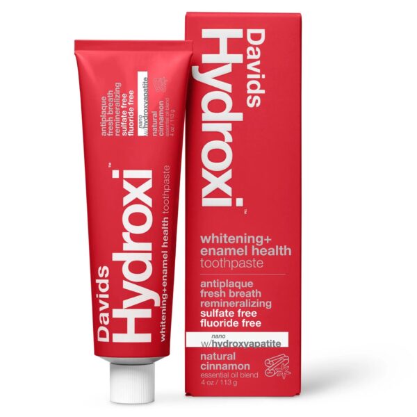 Davids Hydroxi™ balinamoji ir dantų emalį stiprinanti dantų pasta su nano hidroksiapatitu cinamono skonio, 118ml.