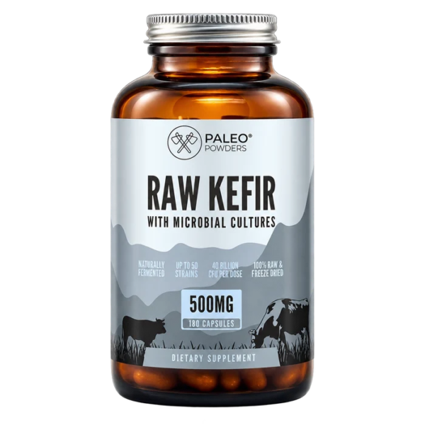 Paleo Powders Raw Kefir Natūralūs kefyro probiotikai, 180 kaps. + DOVANA 1 vnt.