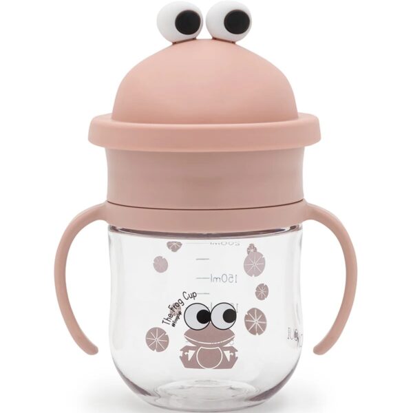 NOUI NOUI puodelis-gertuvė 360° The Frog Cup rožinės spalvos, 250ml.